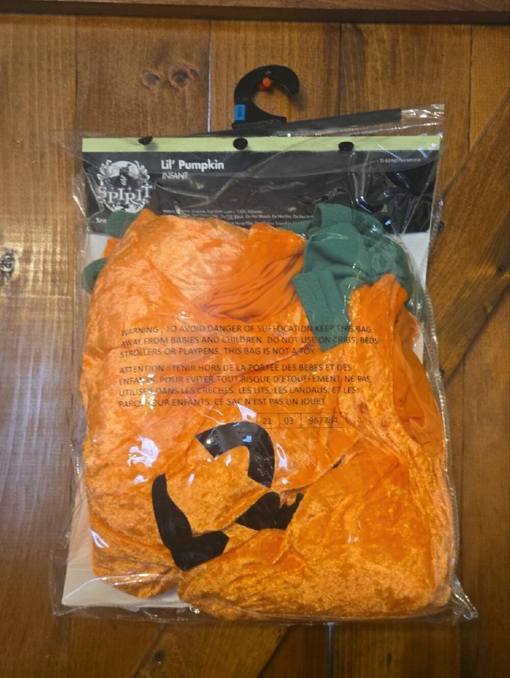 Spirit Orange Pumpkin Infant Costume with Green Collar - Picture 2 of 4